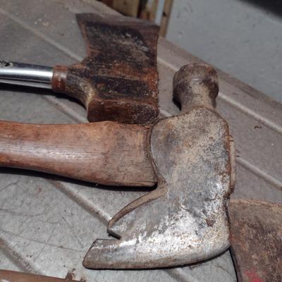 Assortment of Hatchets and Log Splitter Wedges