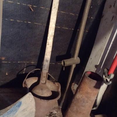 Collection of Hand Tools Includes Maul, Ax, Cast Pot and More