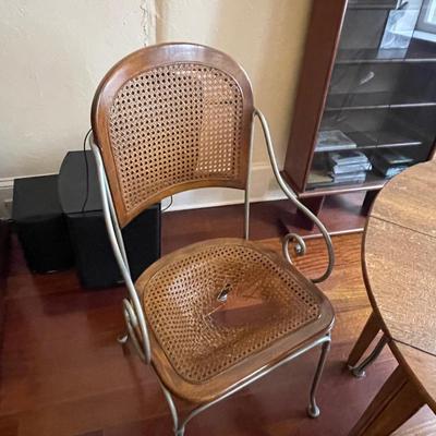 Vintage Fold Down Wood Table with Wicker and Metal Chairs - Project Piece