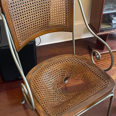 Vintage Fold Down Wood Table with Wicker and Metal Chairs - Project Piece