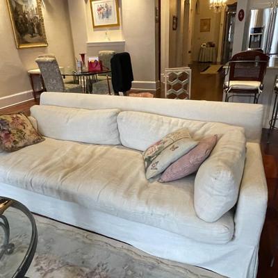 Large Restoration Hardware Comfy Goose Down Couch - Has some wear.