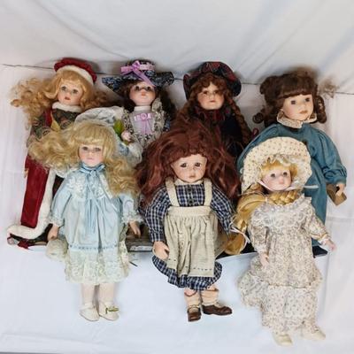 Mixed Lot of 7 Vintage Porcelain Dolls
