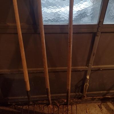 Set of Three Four Tine Pitchforks
