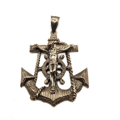 Lot #46D Sterling Silver Fishman's Cross Pendant