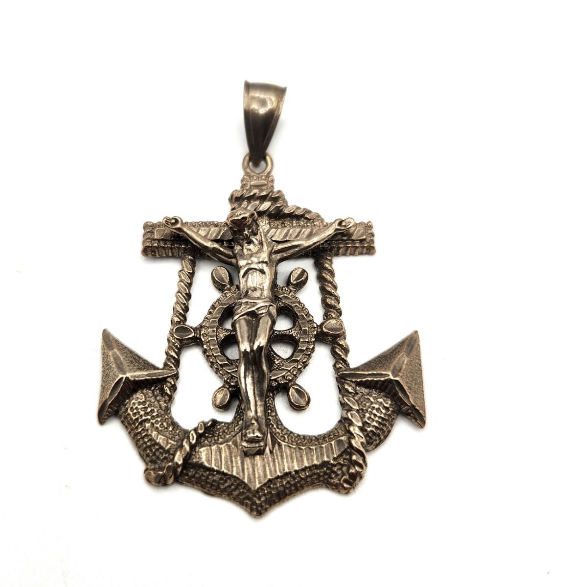 Lot #46D Sterling Silver Fishman's Cross Pendant | EstateSales.org