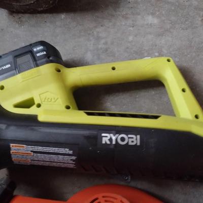 Pair of Battery Operated Leaf Blowers Black & Decker and Ryobi