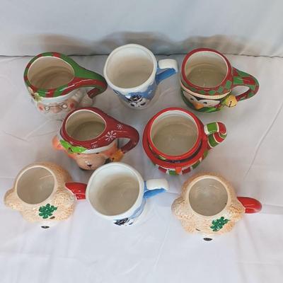 Lot of 8 New Creamic Christmas Mugs