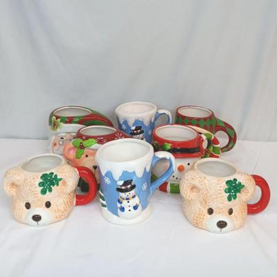 Lot of 8 New Creamic Christmas Mugs