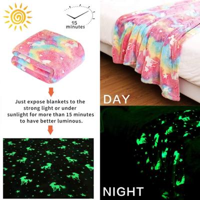 Brand New Glow in the Dark Fleece Unicorn Blanket