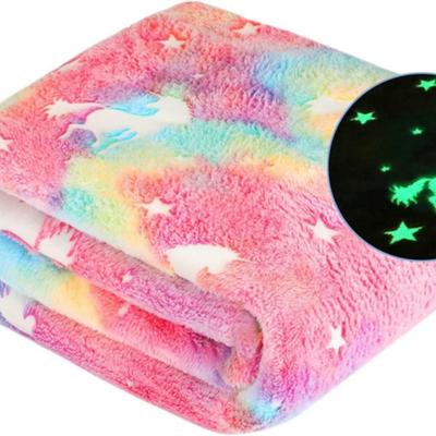 Brand New Glow in the Dark Fleece Unicorn Blanket