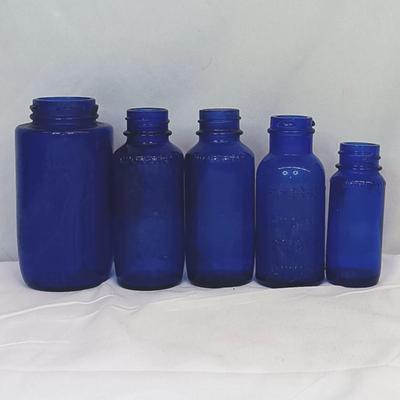 Lot of 12 Vintage Cobalt Blue Bottles