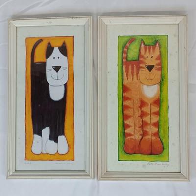 Lot of 2 Framed Cat Prints