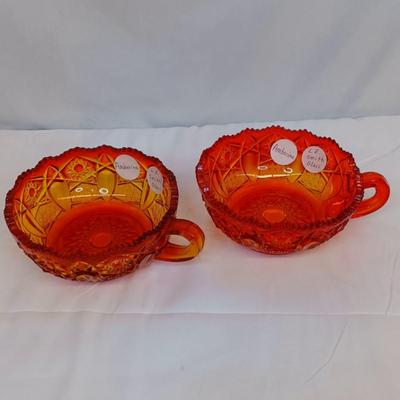 Lot of 2 Vintage L.E. Smith Glass Amberina Dishes w/ Handle
