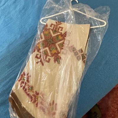 Vintage Embroidered Small Round Tablecloth