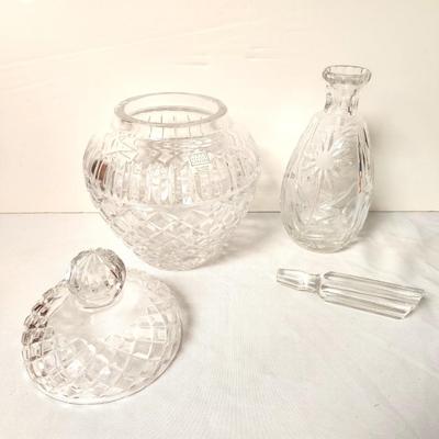 Lot #52 Lead Crystal Biscuit Barrell/Cookie Jar and Decanter
