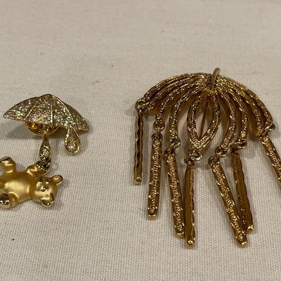 Sarah Cov gold tone brooch and Giusti bear pin