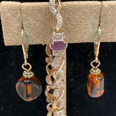 Baltic amber earrings & 925 bracelet