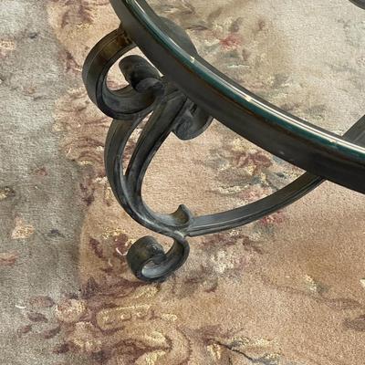 Vintage French Style Wrought Iron and Glass Coffee Table