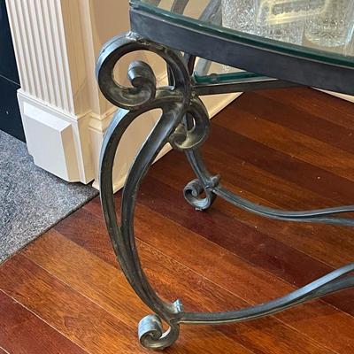 Vintage French Style Wrought Iron and Glass Sofa Table