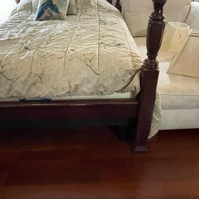 Vintage Queen Size Four Post Bed with Adjustable Mattress