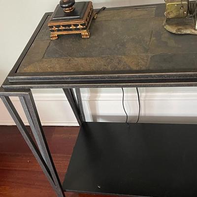 Vintage Metal and Stone Accent Table
