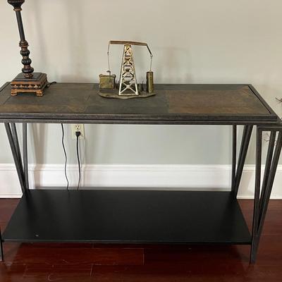 Vintage Metal and Stone Accent Table