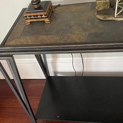 Vintage Metal and Stone Accent Table