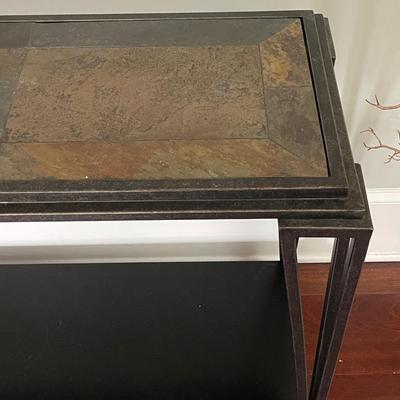 Vintage Metal and Stone Accent Table