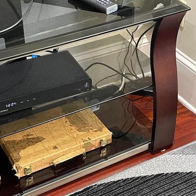 Vintage Glass and Wood TV Stand