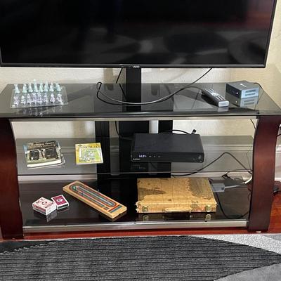 Vintage Glass and Wood TV Stand