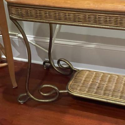 Gorgeous Vintage Rattan and Metal Console Table