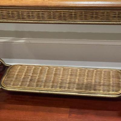 Gorgeous Vintage Rattan and Metal Console Table