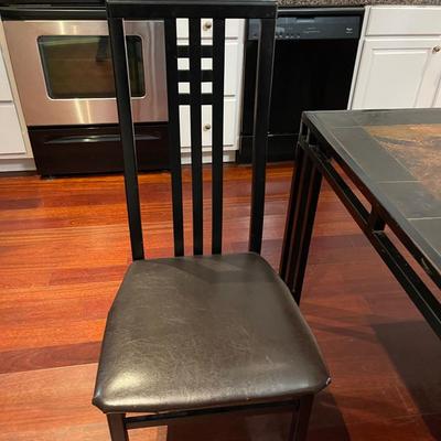 Vintage Slate Top Bistro Table with Two Chairs