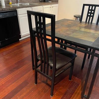 Vintage Slate Top Bistro Table with Two Chairs