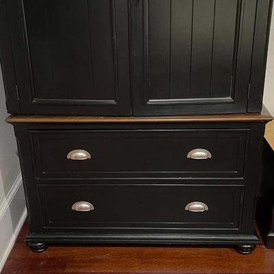 Vintage Solid Wood Armoire - Two Pieces