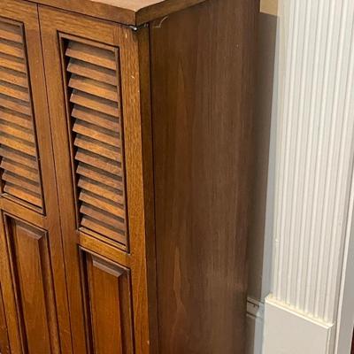 1960's Solid Wood Folding Door Cabinet