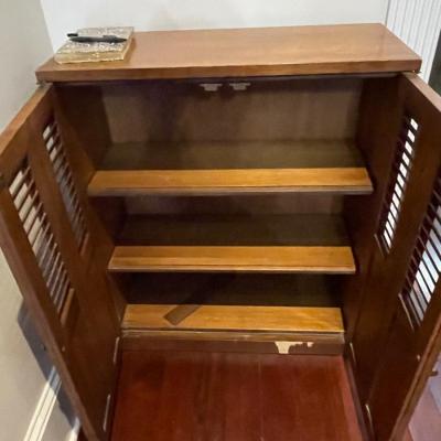 1960's Solid Wood Folding Door Cabinet