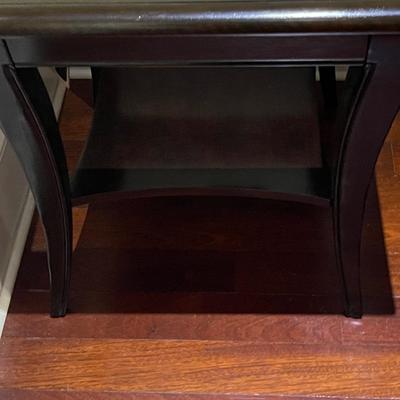 Wood and Glass End Table with Bottom Shelf
