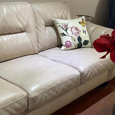 Stunning Champagne Pink Leather Sofa Sleeper Couch