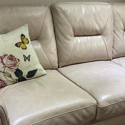 Stunning Champagne Pink Leather Sofa Sleeper Couch