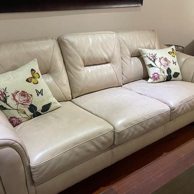 Stunning Champagne Pink Leather Sofa Sleeper Couch