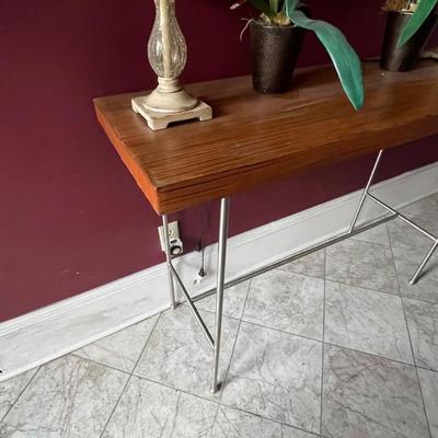Vintage Wood and Metal Foyer Table