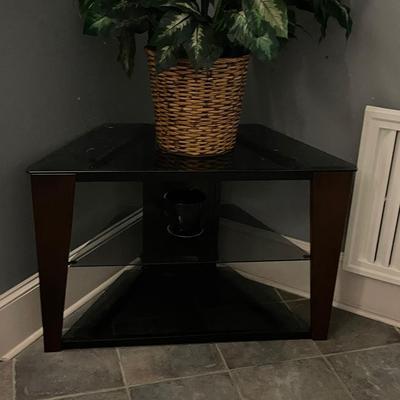 Corner Glass and Wood Insignia TV Stand
