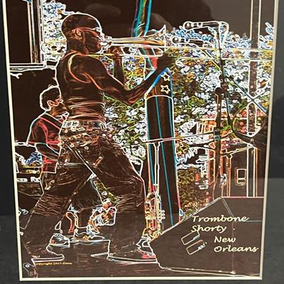 Two Trombone Shorty Framed Art Pieces by Louisiana Artist