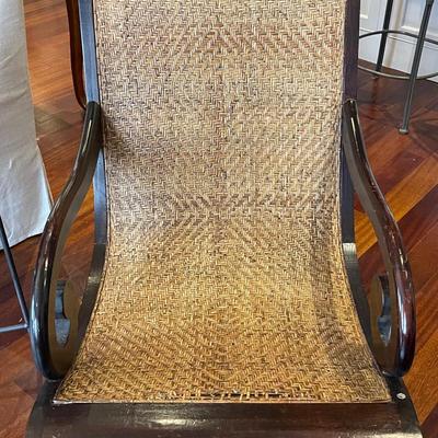 1990's Rattan Scroll Arm Plantation Chair