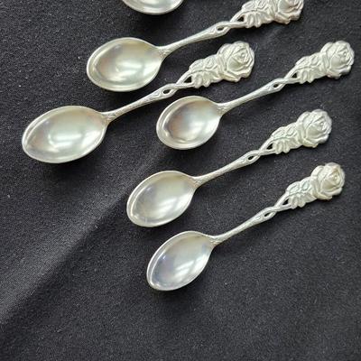 6 Rose Pattern Demi Spoons