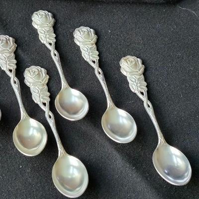 6 Rose Pattern Demi Spoons