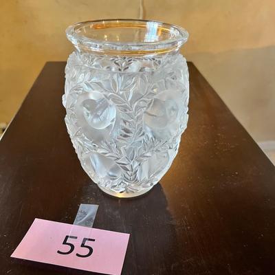 Lalique Frosted Bagatelle Lovebirds Botanical Vase
