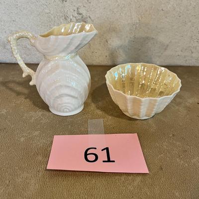 Belleek Shell cream & Sugar
