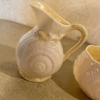 Belleek Nautilus cream & sugar